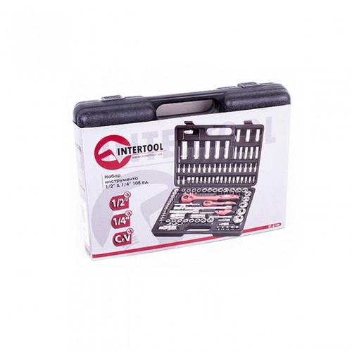 Набор инструментов Cr-V 1/2" и 1/4" 108 ед. INTERTOOL ET-6108